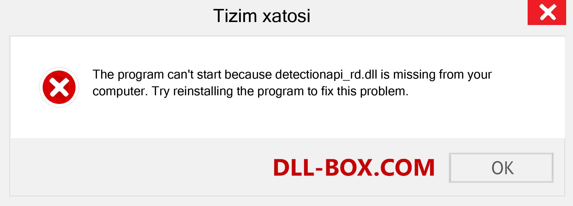 detectionapi_rd.dll fayli yo'qolganmi?. Windows 7, 8, 10 uchun yuklab olish - Windowsda detectionapi_rd dll etishmayotgan xatoni tuzating, rasmlar, rasmlar